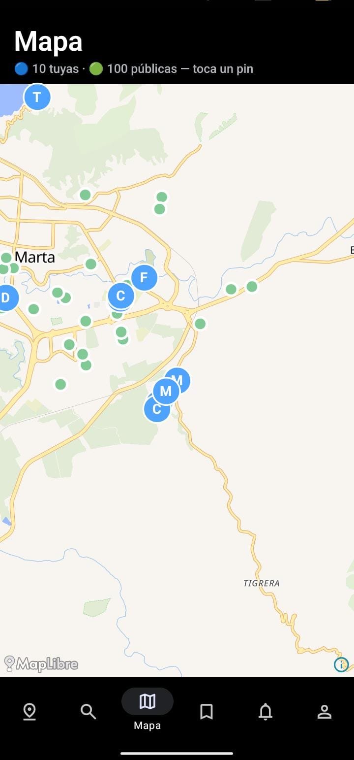 Mapa con los lugares cercanos